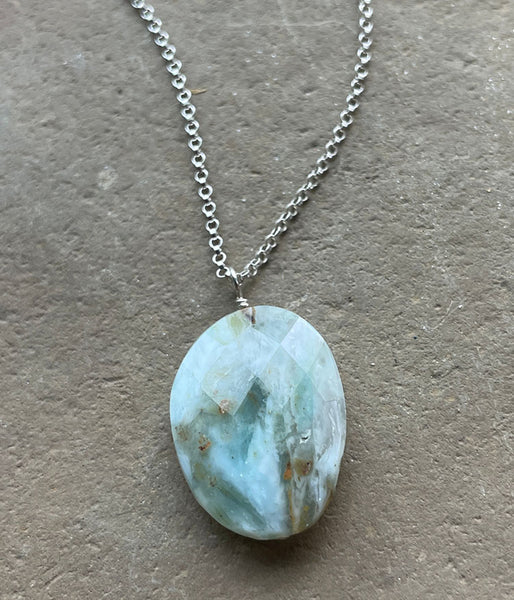 Simple Peruvian Opal Drop Necklace