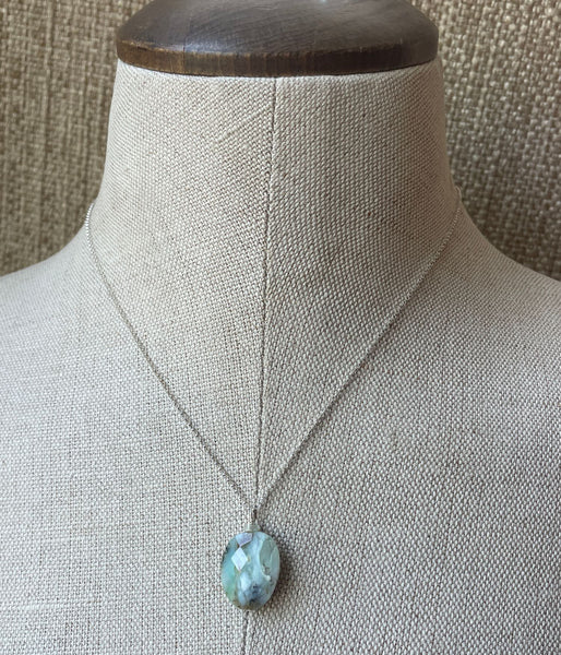 Simple Peruvian Opal Drop Necklace