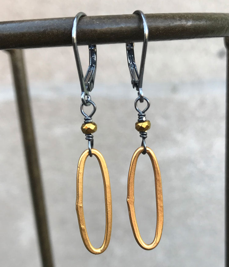 Mixed Metal Oval Earrings