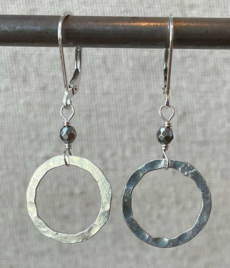 Hammered Fine Silver Earrings