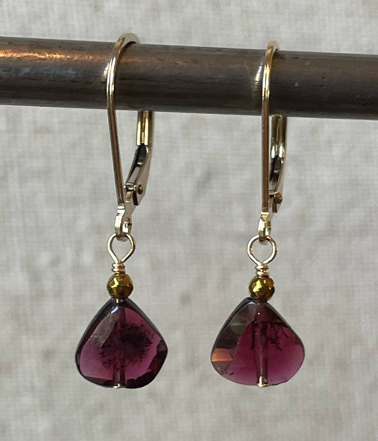 Simple Teardrop Garnet Earrings