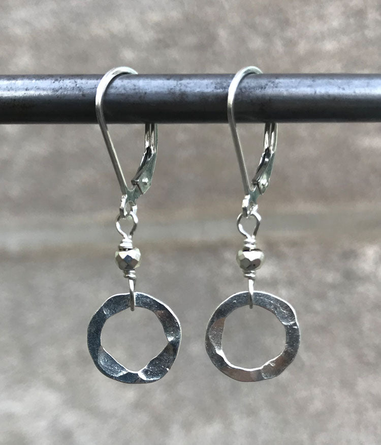 Thai Hammered Sterling Circle Earrings