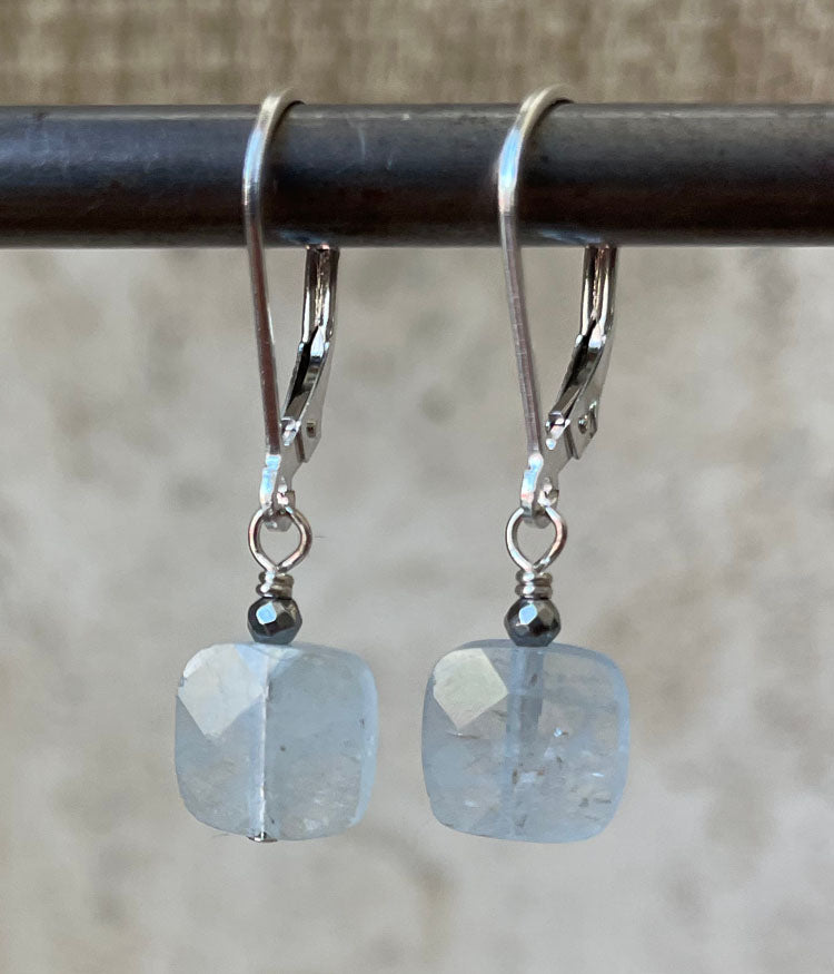 Aquamarine Petite Square Earrings