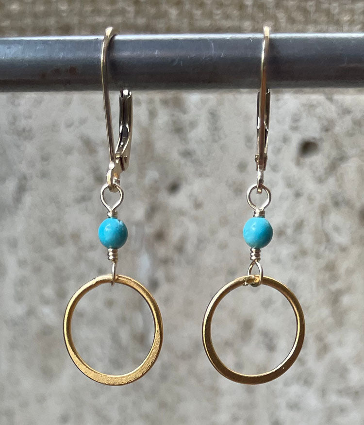 Turquoise Vermeil Circle Earrings