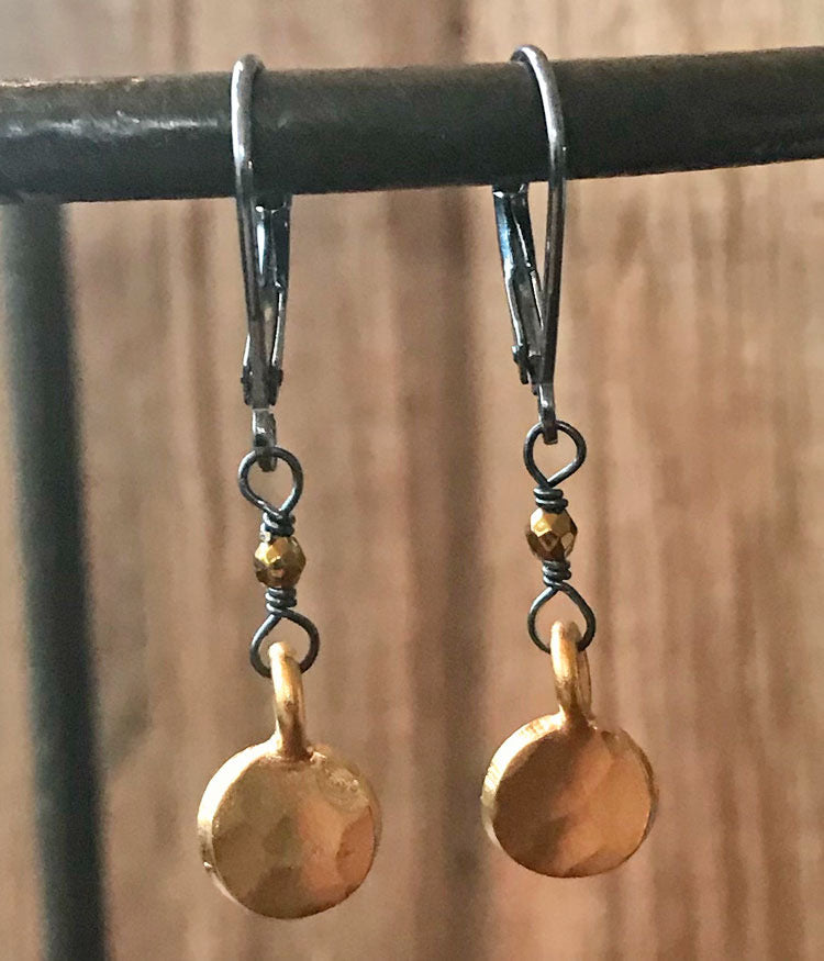 Hammered Vermeil Mixed Metal Earrings