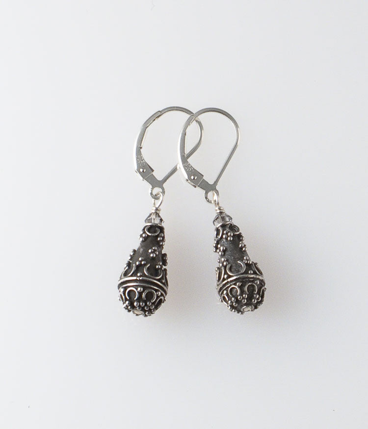 Granulated Sterling Teardrop Earrings